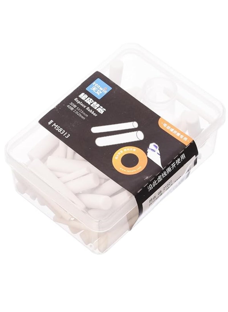 tenwin Tenwin-Eraser Refill Pack of 70 Pieces (30 5 * 25mm & 40 2.3 * 25mm) Retractable Pen Eraser Stick Refills  - Image 1