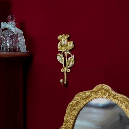SOFFEE DESIGN 2pcs Golden Single Hooks 3D Rose Flower Retro Ornate Style for Room Wall Decoration, Coat Hat Scarf Hanging Hanger Entry Heavy Hooks Home Decor - Image 4