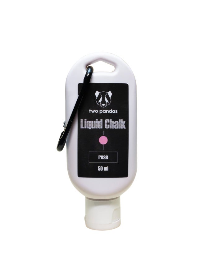 Two Pandas Liquid Chalk (Rose Scented) – Liquid Magnesium Carbonate for CrossFit, Hyrox, Rock Climbing, Bouldering, Gym, Callisthenics, Gymnastics & Weightlifting with carabiner (50ml) - Image 1