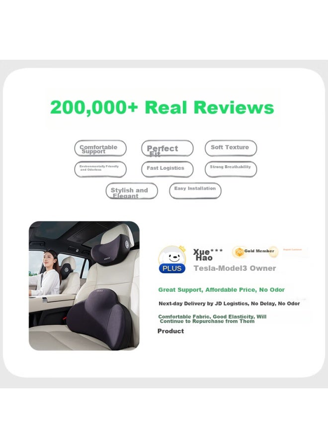 Cicido Car Headrest And Lumbar Support Set, Neck Pillow, Seat Cushion, For Mercedes-benz, Audi, Tesla, Gray, No.176 - Image 2