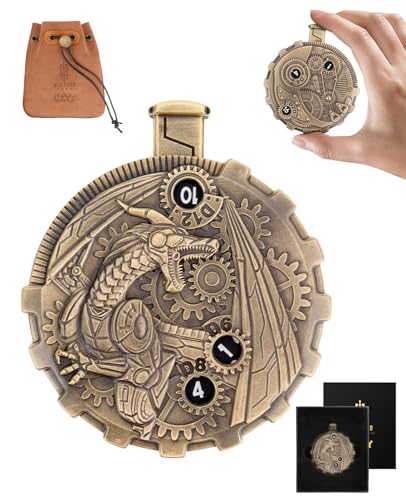 CZYY MinZerTRPG Roulette Dice 30 Steampunk Dragon Spinner Dice for DND 7in1 Metal Tabletop RPG Dice Set with Pouch EDC Gadget Gift for Dice Goblins DM Fantasy Engineers Steampunk Dragon A - Image 1