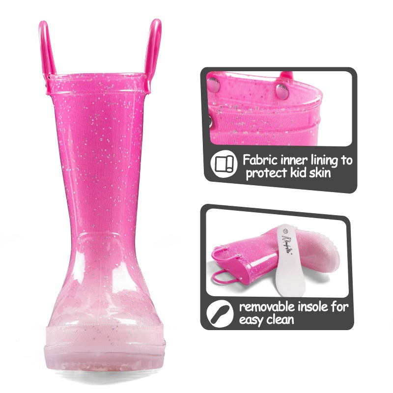 K KomForme Toddler Light Up Rain Boots for Girls Boys Waterproof Rain Boots with Handles Outdoors - Image 5