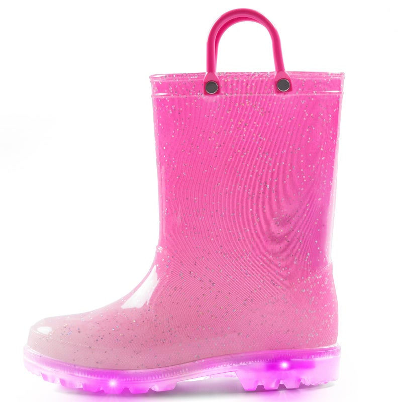 K KomForme Toddler Light Up Rain Boots for Girls Boys Waterproof Rain Boots with Handles Outdoors - Image 1