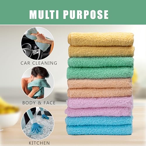 Textila Terry Washcloths – 12x12 Inches – Pack of 10 – Multicolor – Highly Absorbent, Soft Feel and Multipurpose Cotton Wash Cloths for Everyday Use - Image 5