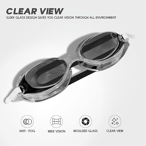 KONEX Anti-Fog UV Protection Swimming Goggles for Men, Women | Wide-Angle Vision with Silicone Comfort & Adjustable Strap | Perfect for Adults & Children (Black) - Image 3