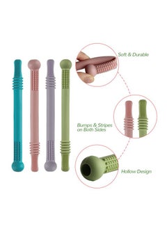 Fu Store Hollow Teether Tube 6 Pack Chew Straw Toy For Infant Toddlers Silicone Tubes Teething Toys For Babies 312 Months Bpa Freefreezabledishwasher And Refrigerator Safe  - Image 5