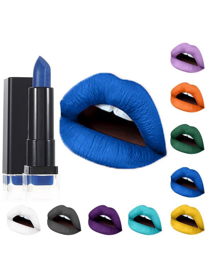 كيلشي أحمر شفاه غير لامع، أحمر شفاه عالي الصبغة، أحمر شفاه يدوم طويلاً، مقاوم للماء، كريم ملمع شفاه، مكياج للنساء والفتيات، عبوة من قطعة واحدة (أزرق 16) - Image 1