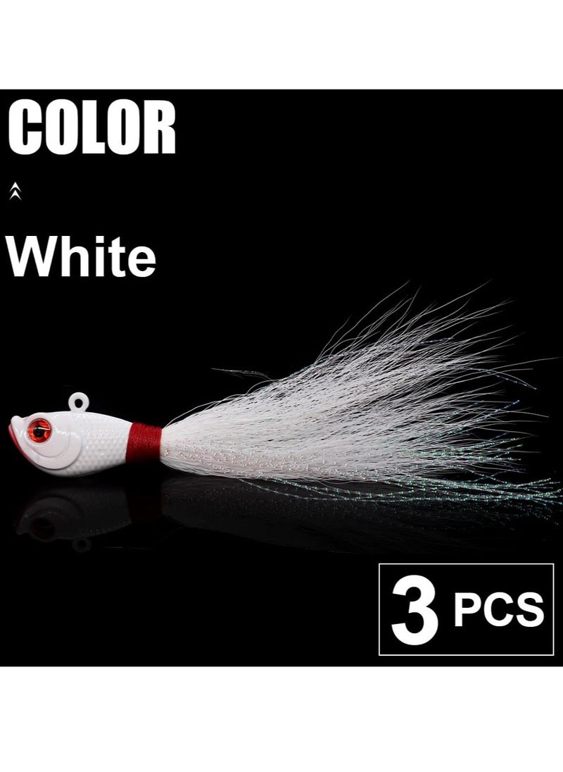 SYOSI Bucktail-Jigs-Saltwater-Hair-Jigs-Head -Flukes-Fishing-Lures-Assorted Kit for Striped Bass Walleye Snook Rockfish Redfish 1/4oz 1/2 oz 1oz 2 oz  3PCS  - Image 5