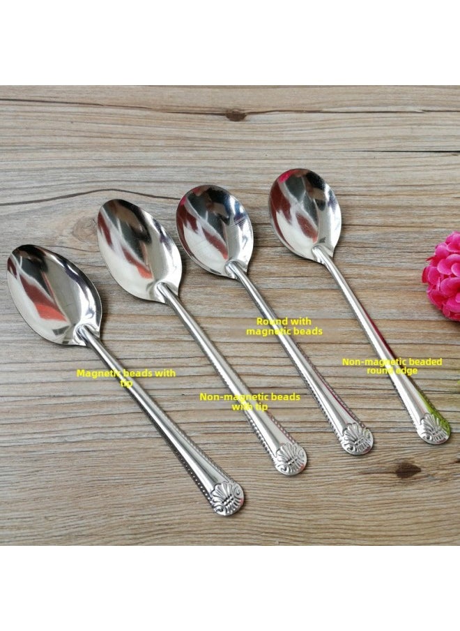 Factory Wholesale Stainless Steel One Bead Edge Pointed Round One Sea Shell Bead Edge Round Head Pointed Spoon Small Spoon-Color:More Than 12000 Branches-Specifications:Magnetic Bead Edge Circle