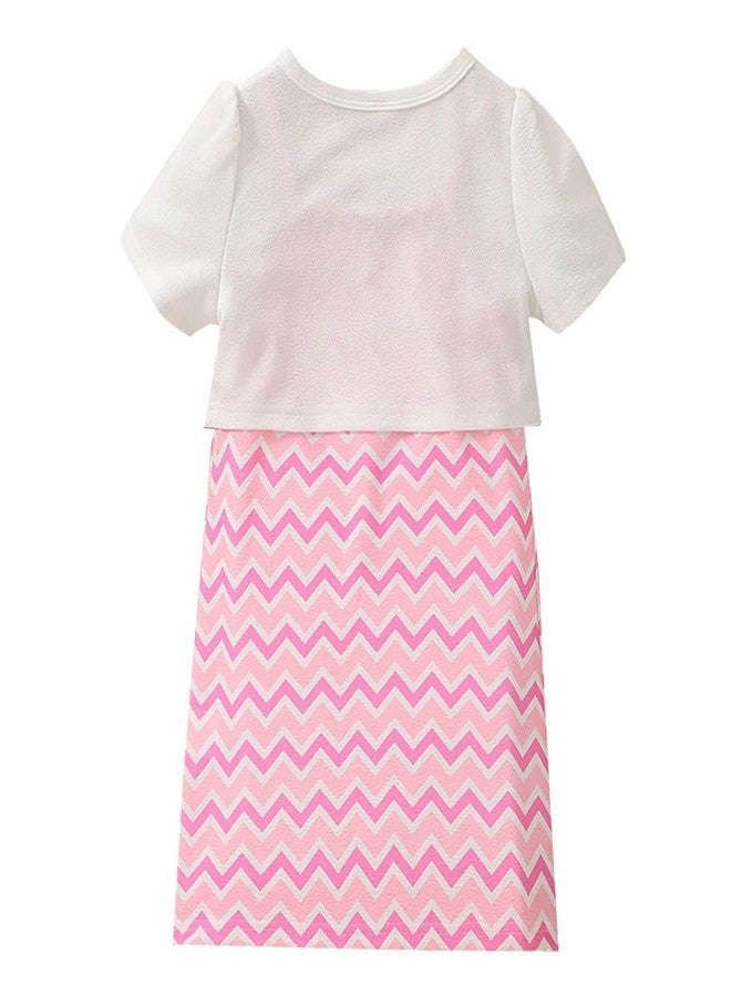 Hopscotch Girls Polyester Chevron Print Top Pinafore Overall Set in White Color For Ages 2-3 Years (EWE-4375861) - Image 2