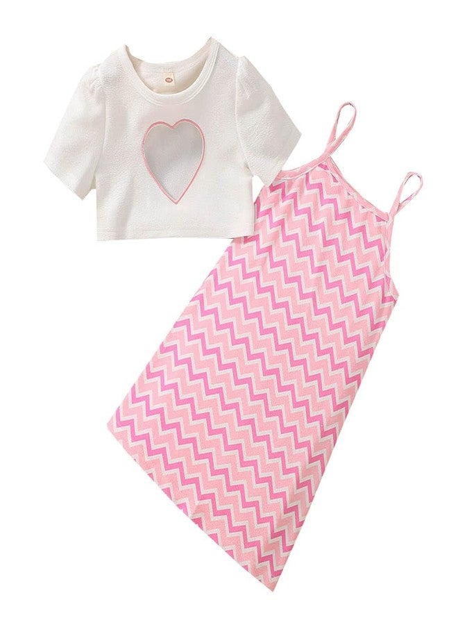 Hopscotch Girls Polyester Chevron Print Top Pinafore Overall Set in White Color For Ages 2-3 Years (EWE-4375861) - Image 1