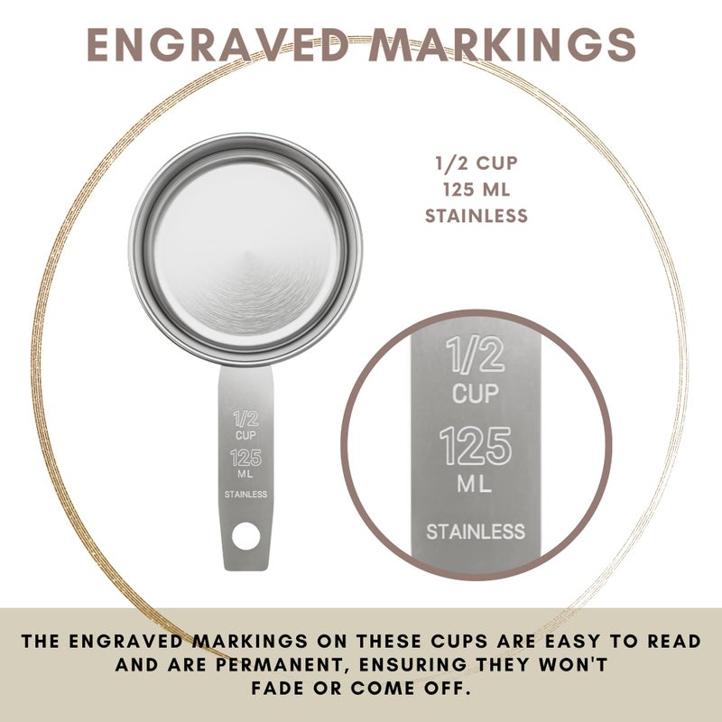 Knupp Co. 1/2 Cup Stainless Steel Measuring Cup | Sturdy Metal 125 ml | 125 cc | 4 oz | Single Cup for Wet and Dry Ingredients | Great for use as 1/2 Cup Dog Food Scoop - 1 PK - Image 5