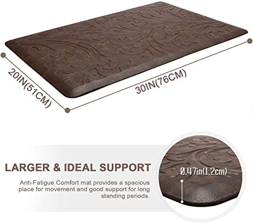 KMAT Kitchen Mat Cushioned Anti-Fatigue Floor Mat Waterproof Non-Slip Standing Mat Ergonomic Comfort Floor Mat Rug for Home,Office,Sink,Laundry,Desk 30"(L) x 20"(W),Brown - Image 2