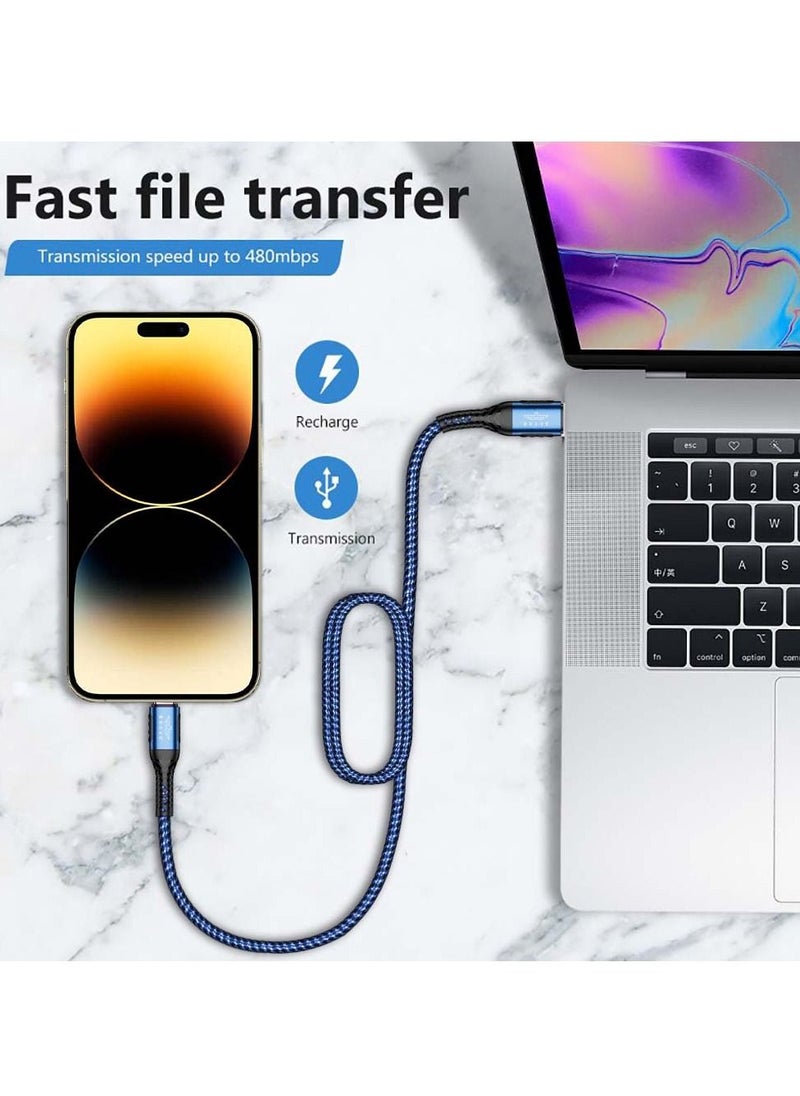 Brave - Brave 30w Type-C to Lightning Nylon Braided Data Cable 3.1A Fast Charging Charger for iPhone 14 Pro Max, iPhone 13 12 11 Pro Max Mini XS 1.2m (Blue) - Image 1