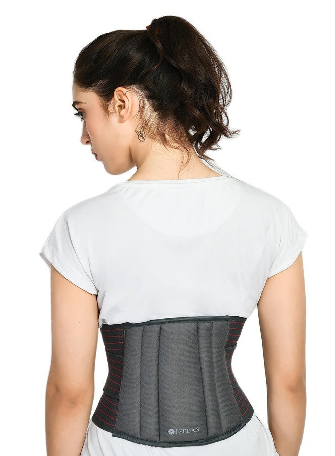 ZEDAN Lumbo Sacral Belt With Double Strapping, Back Support For the Lumbar Spine, Pain Relief, Back Brace for Men and Women, Grey (M) - Image 1