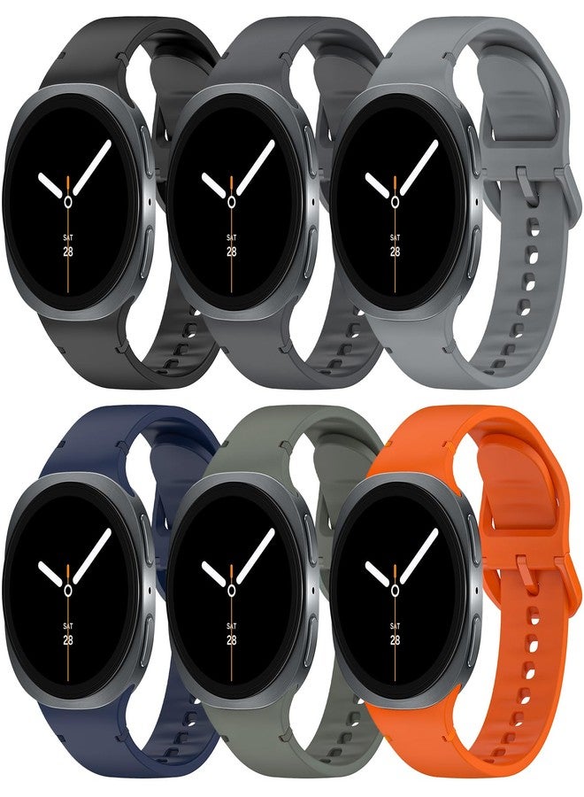 BandRain 6 Pack Sport Bands Compatible with Samsung Galaxy Watch 8 Band 40mm 44mm/Galaxy Watch 8 Classic 46mm, Waterproof Soft Silicone Strap Wristband for Galaxy Watch 8/8 Classic 2025 Women Men (6 - Image 1