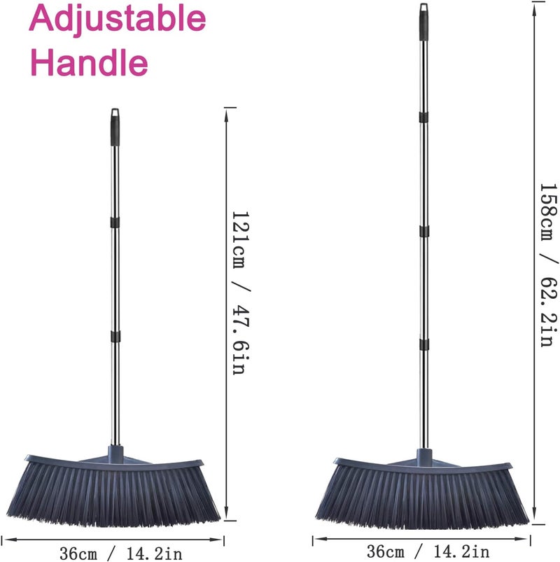 KIKITOY Heavy-Duty Outdoor Broom with 62-Inch Stainless Steel Handle - 36-Inch Wide Plastic Broom Head for Garage, Yard, Sidewalk - No Bend Sweeping, Durable & Lightweight - Image 3