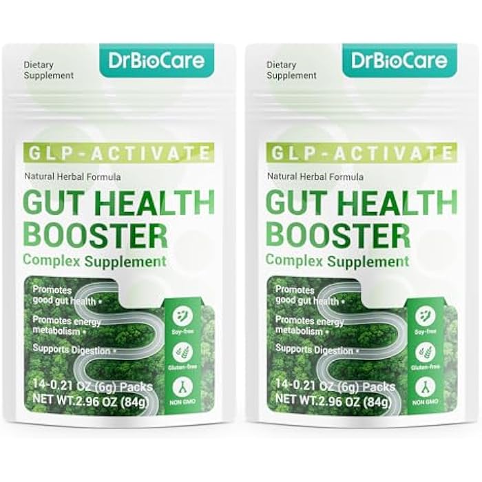 DrBioCare Gut Health Booster Complex Supplement, Moringa Oleifera Extract, Turmeric Extract, Enoki Powder, Akkermansia Muciniphila, AKK, Mulberry Leaf Extract, activating GLP-1, Non-GMO, 28 Pack - Image 1