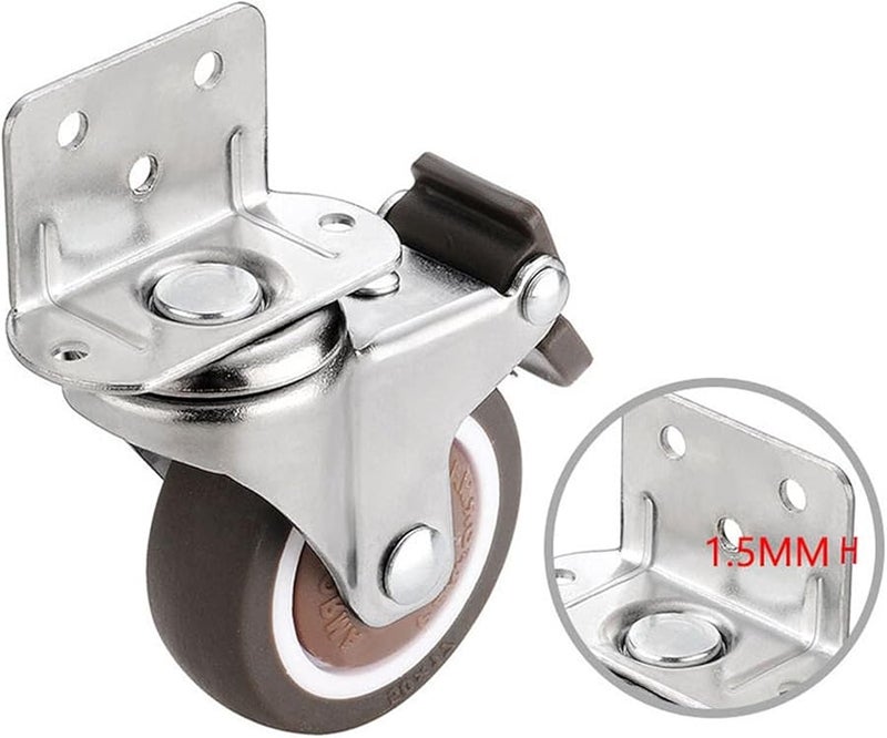 Heavy Duty 20kg Mute Swivel Casters 1 25 Inch With Brake For Furniture Cabinet Workbench Soft Rubber Universal Castor - Image 5