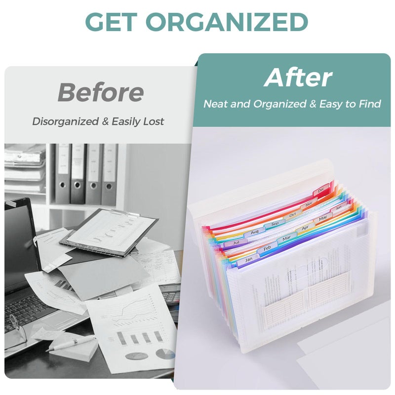 SKYDUE Accordion File Organizer, Expanding File Folder with 12 Pockets, Portable Document Paper Bill Receipt Organizer, Home School Office Supplies, Letter A4 Size Purple - Image 4