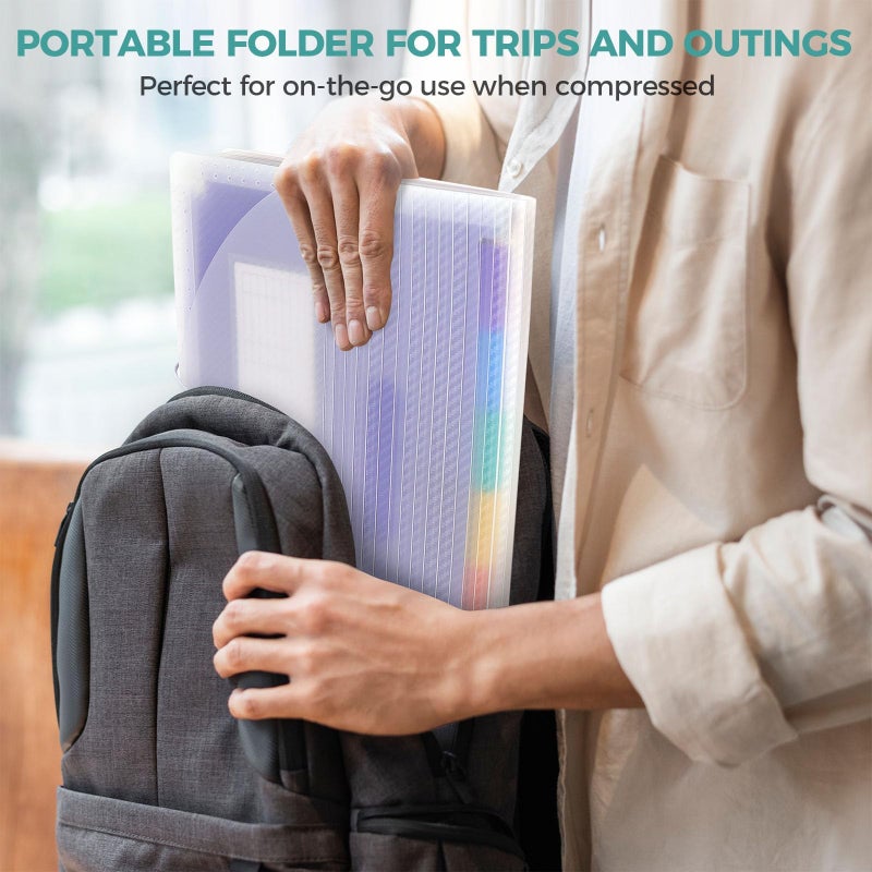 SKYDUE Accordion File Organizer, Expanding File Folder with 12 Pockets, Portable Document Paper Bill Receipt Organizer, Home School Office Supplies, Letter A4 Size Purple - Image 5