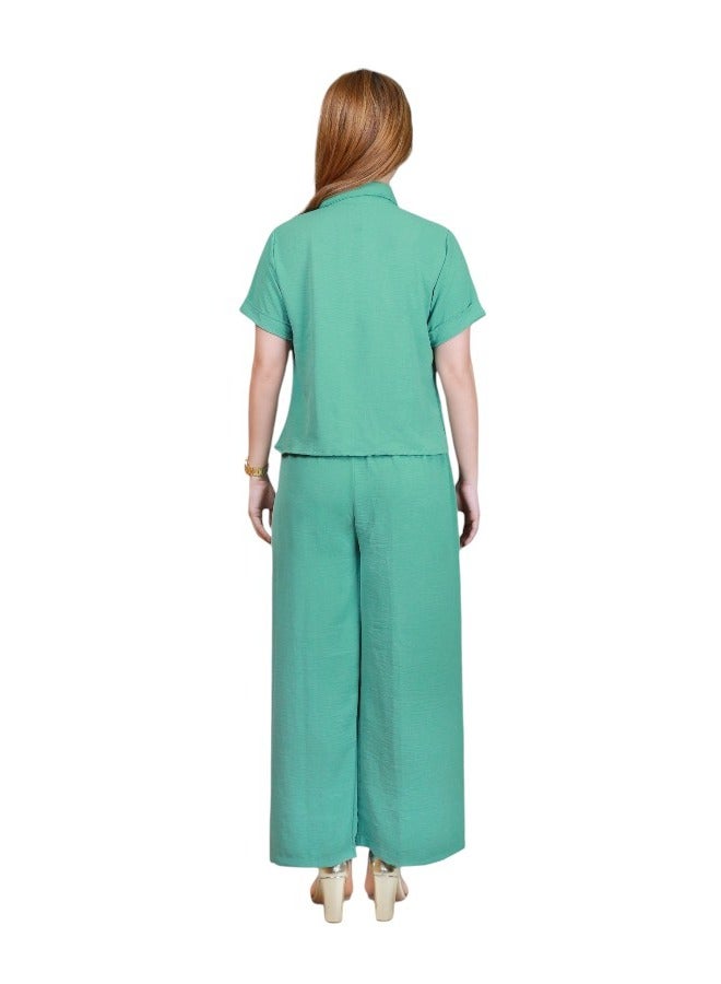 Veronica Elegant Comfortable 2-Piece Co-ord Set -Green  - Image 2