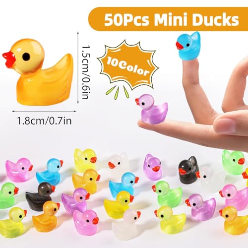 BharatBazaar 50 Pcs Miniature Toys, Garden Decoration Items Outdoor, Small Resin Animals Variety Pack Luminous Miniature Farm Ocean Figures Tiny Resin Duck to Hide Garden Aquarium Dollhouse Office Home Decor - Image 3