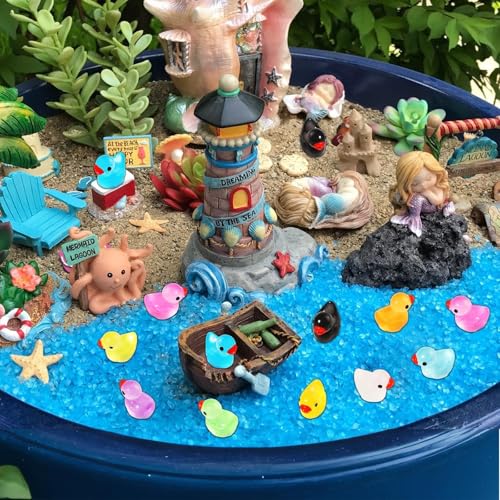 BharatBazaar 50 Pcs Miniature Toys, Garden Decoration Items Outdoor, Small Resin Animals Variety Pack Luminous Miniature Farm Ocean Figures Tiny Resin Duck to Hide Garden Aquarium Dollhouse Office Home Decor - Image 4