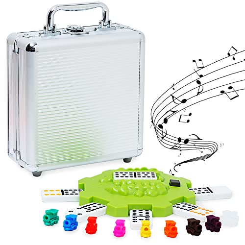 Yinlo Mexican Train Domino Set with Sound Effect Dominoes Set for Travel 91 Tiles Double 12 Colored Dominoes Travel Game Set with Aluminum Case - Image 1