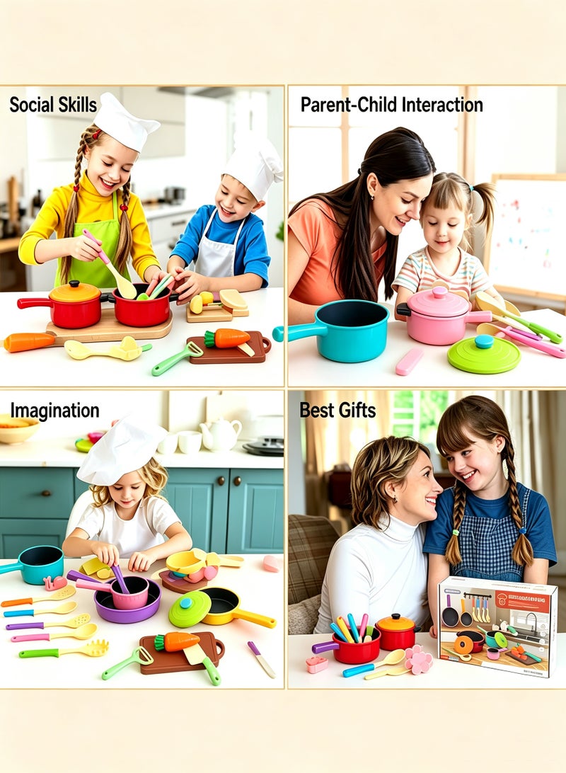 SUCITY Kitchen Play Accessories Set, Toddler Cooking Pretend Playset, Kitchen Toys for Toddlers 2-4 Years with Pots Pans & Play Food, Kids Cooking Toys for Girls Boys - Image 2