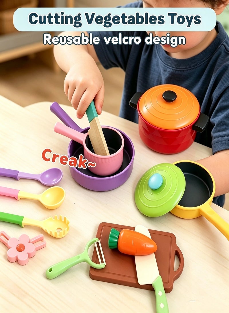 SUCITY Kitchen Play Accessories Set, Toddler Cooking Pretend Playset, Kitchen Toys for Toddlers 2-4 Years with Pots Pans & Play Food, Kids Cooking Toys for Girls Boys - Image 5