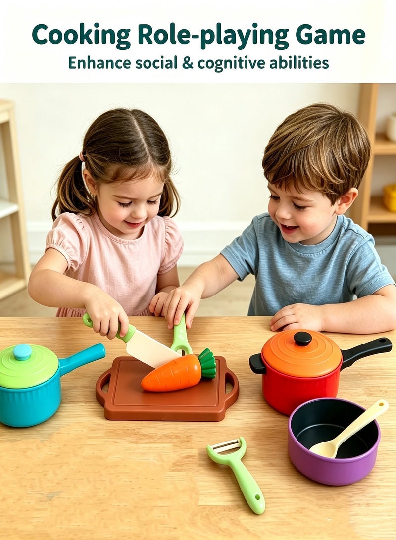 SUCITY Kitchen Play Accessories Set, Toddler Cooking Pretend Playset, Kitchen Toys for Toddlers 2-4 Years with Pots Pans & Play Food, Kids Cooking Toys for Girls Boys - Image 4