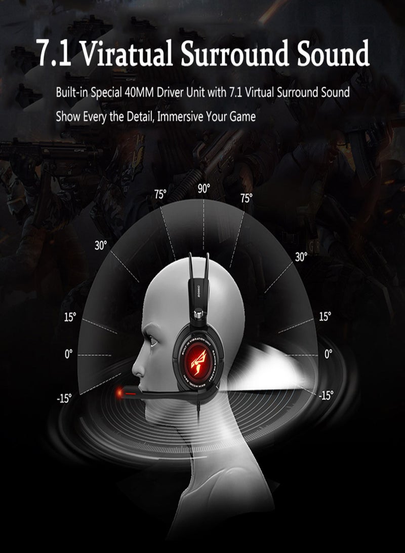 SOMIC G941 USB 7.1 Channel Gaming Headset with 4D Vibration Sound Effect 40mm Driver Unit Wired Controller LED Light White - Image 4
