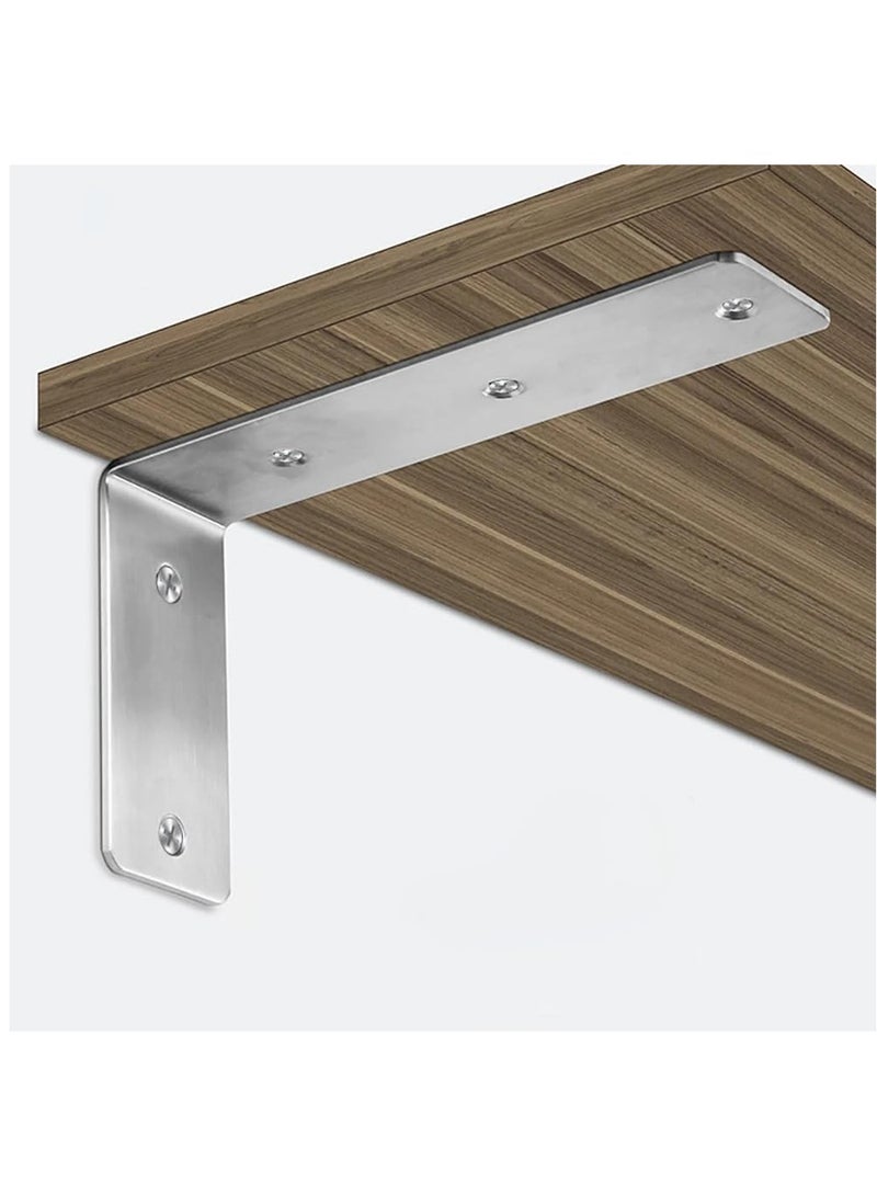 Rubik Shelf Brackets 7 inch - 2pcs Heavy Duty L Shaped 90-Degree Right Angle Corner Brace Joint Brackets for Table Bench Space Saving DIY - Silver  - Image 2