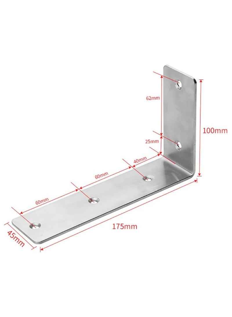 Rubik Shelf Brackets 7 inch - 2pcs Heavy Duty L Shaped 90-Degree Right Angle Corner Brace Joint Brackets for Table Bench Space Saving DIY - Silver  - Image 3