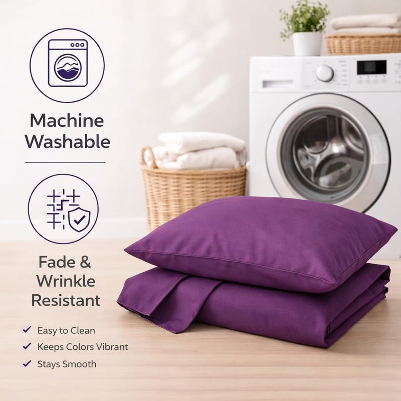 EVOLIVE Ultra Soft Brushed Microfiber Standard Size 20"x30" Pillowcases Pair Set of 2 (20"x30" Standard, Purple) - Image 5
