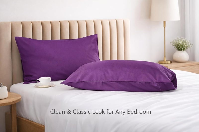 EVOLIVE Ultra Soft Brushed Microfiber Standard Size 20"x30" Pillowcases Pair Set of 2 (20"x30" Standard, Purple) - Image 3