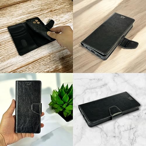 SBMS Flip Cover for Motorola Moto G06 Power Back Cover Case with Magnatic Closure | Genuine Leather Finish | Inbuilt Stand | Card & Money Pocket | Wallet Style Flip Back Case Cover (Black) - Image 5