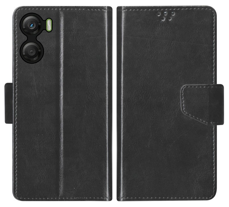 SBMS Flip Cover for Motorola Moto G06 Power Back Cover Case with Magnatic Closure | Genuine Leather Finish | Inbuilt Stand | Card & Money Pocket | Wallet Style Flip Back Case Cover (Black) - Image 1