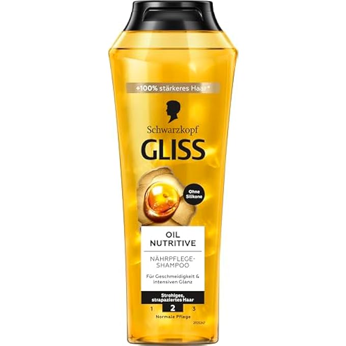 Gliss SHAMPOO OIL NUTRITIVE (250 ML), HAIR SHAMPOO WITH OMEGA 9 & MARULA OIL, NOURISHING SHAMPOO FOR STRAW HAIR & DAMAGED HAIR PROVIDES SMOOTHNESS AND SHINE - Image 3