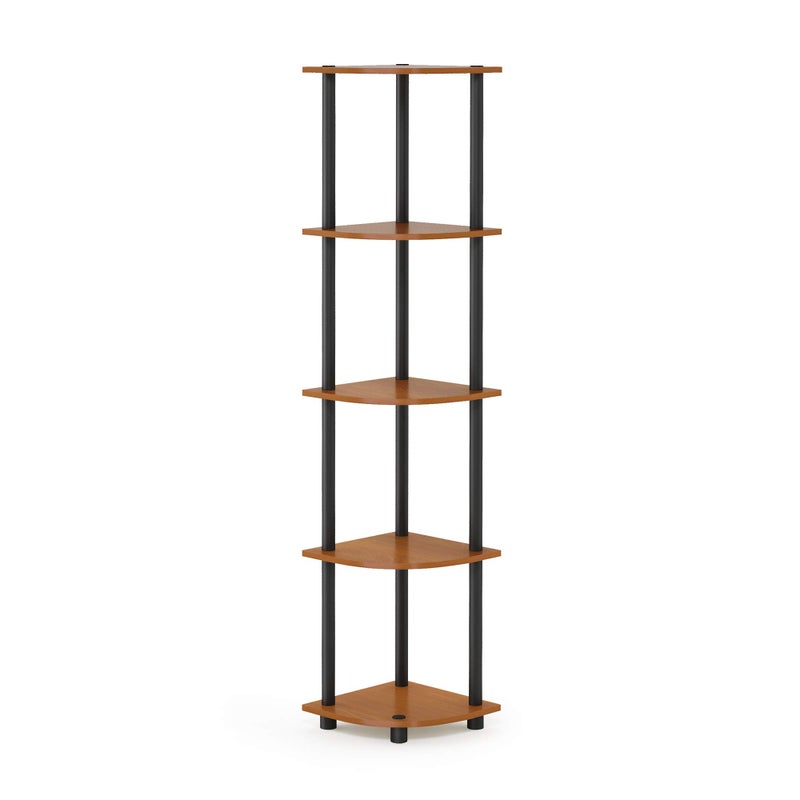 Furinno TurnNTube 5 Tier Corner Display Rack Multipurpose Shelving Unit 1Pack Light CherryBlack