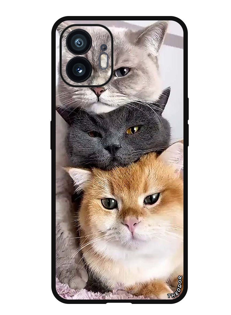 Theodor Protective Case Anti Scratch Shock Proof Bumper Cover For Nothing Phone (2) Cats - Image 1