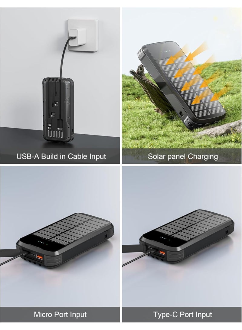 general Solar Charger Power Bank, 40000mAh Portable Charger PD 20W Fast Charging Solar Power Bank Built in 4 Cables and USB-C in/Output, Camping Essentials External Battery Pack with Flashlights - Image 4