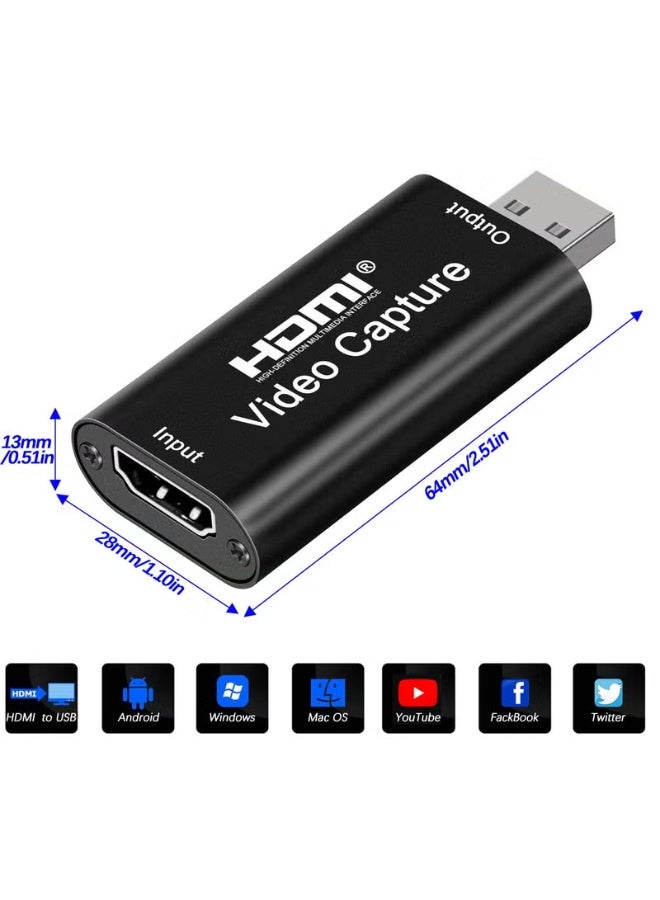 4K HDMI Video Capture Card | HDMI to USB 2.0 Cam Link Adapter | Game Capture Device with Upgraded Audio | Streaming, Live Broadcasting, Gaming, Video Recording, Video Conferencing – Black - Image 4
