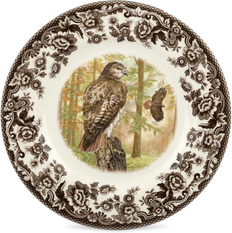 Spode Spode Woodland Salad Plate Birds of Prey 8 Fine Dinnerware Made in England  Ideal Hunting Cabin Dcor  Microwave and Dishwasher Safe Redtailed Hawk 