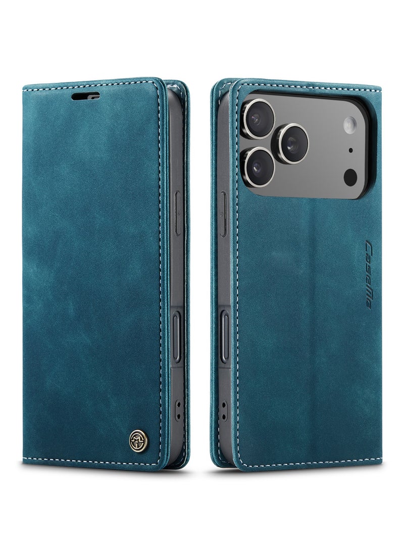 CaseMe Phone Case Luxury PU Leather Design 013 Flip Cover Card Slot Holder Cover For IPhone 17 Pro Max (Green) - Image 1