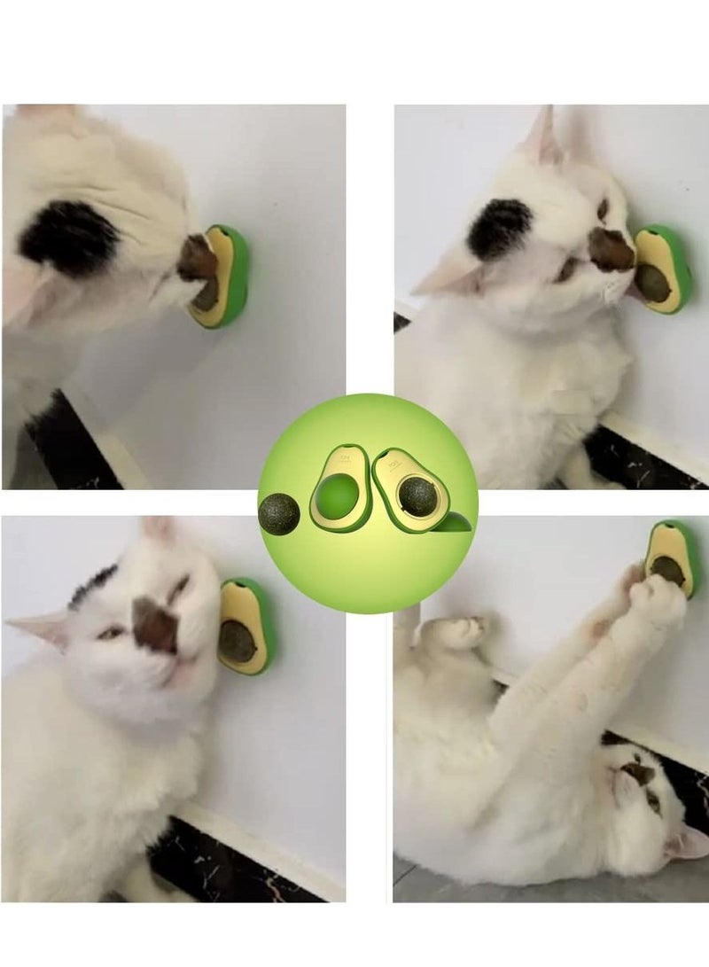 SYOSI 3 Packs of Cat Mint and Avocado Shaped Cat Toys Edible Cat Licking and Chewing Teething Toys Cleaning Oral Cavity Rotator Indoor Cat Toys - Image 3