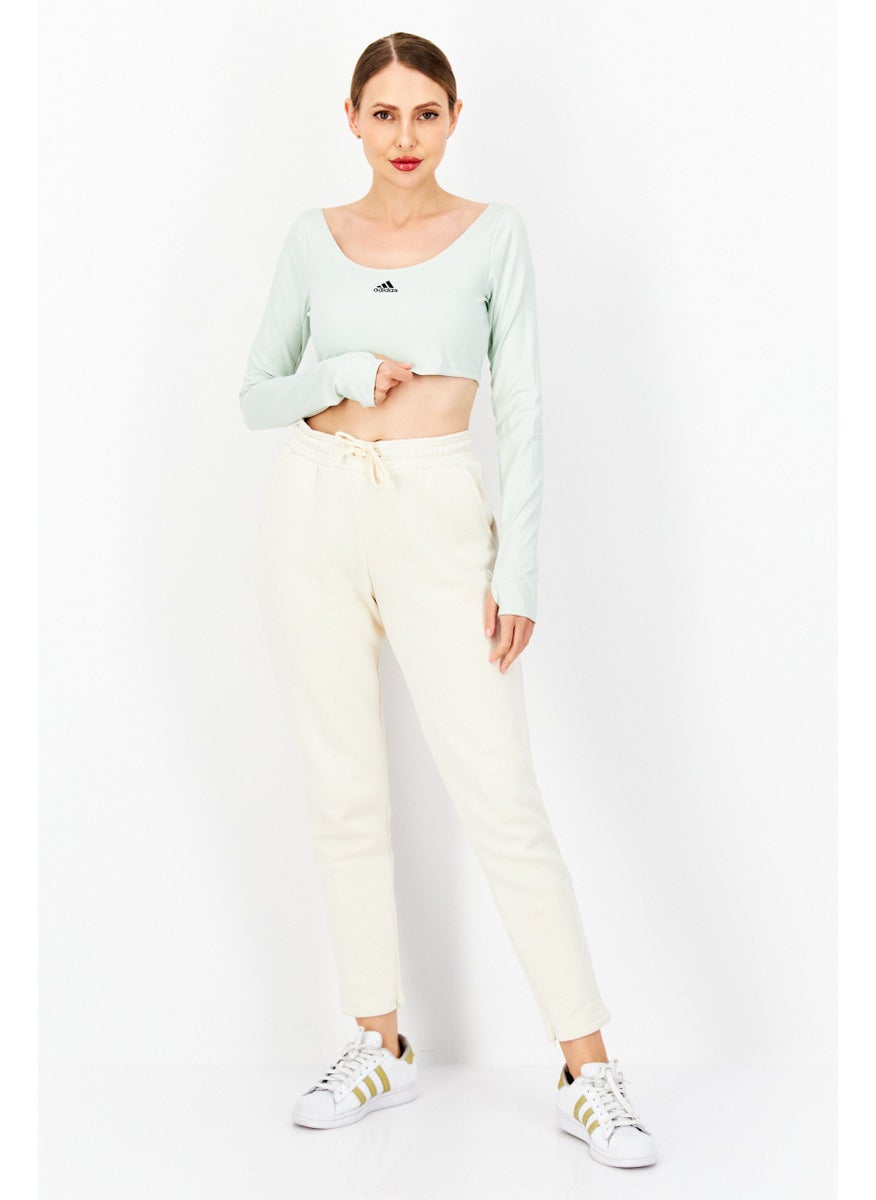 Adidas Women Sportswear Fit Long Sleeves Training Crop Top, Mint Green  - Image 3
