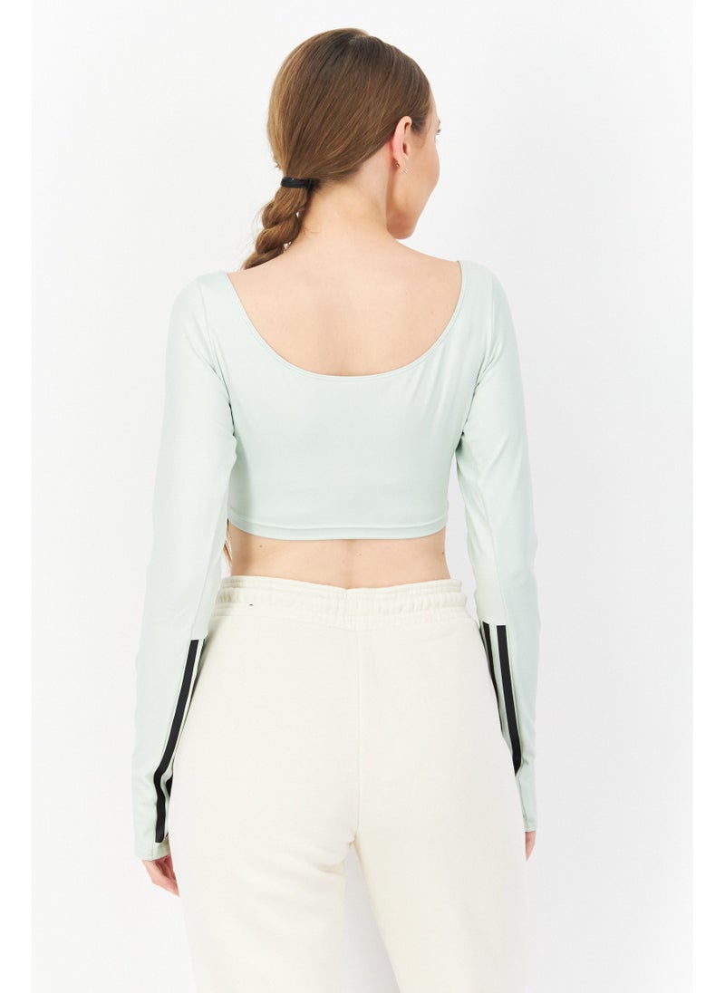 Adidas Women Sportswear Fit Long Sleeves Training Crop Top, Mint Green  - Image 5