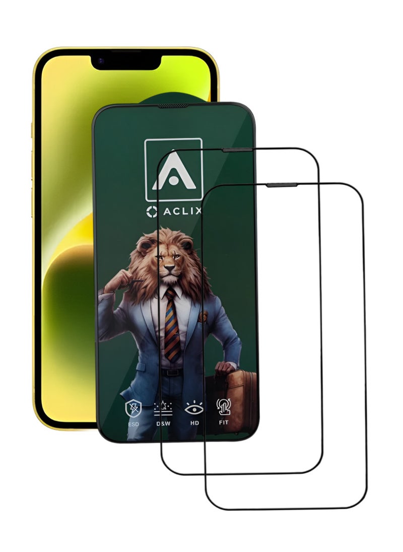 ACLIX 2 Pieces Antistatic ESD Dustproof Premium Quality High Definition Tempered Glass Screen Protector Designed For  iPhone 14 - Image 1